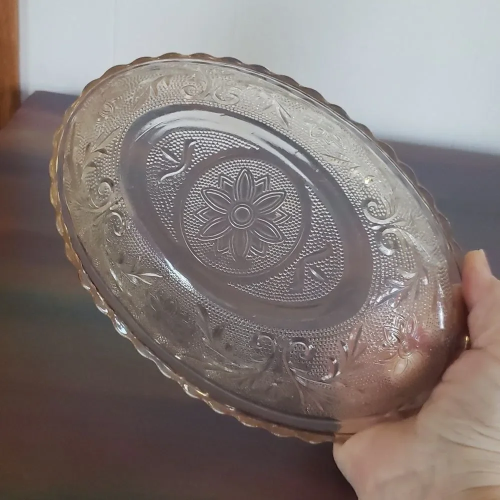 Vintage Indiana Glass Crystal Sandwich Bowl Oval 8.5